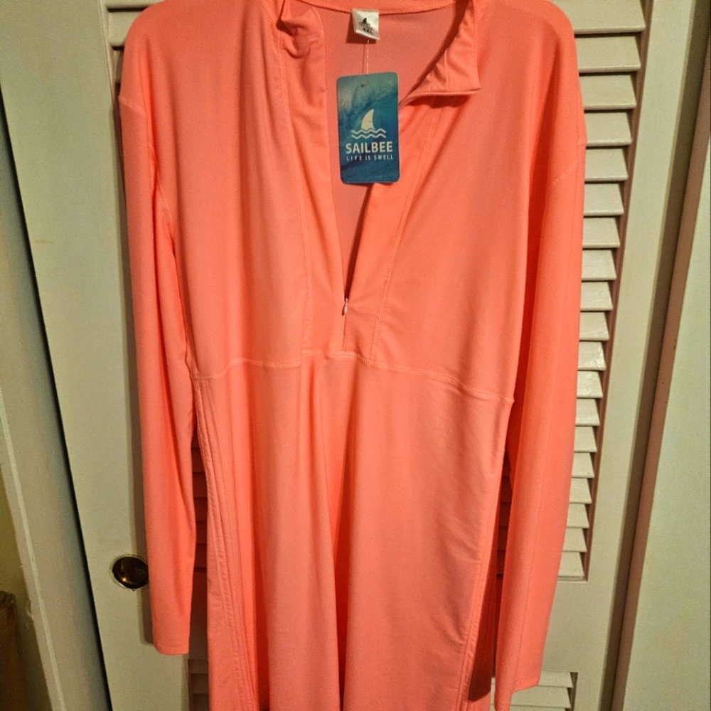 Sailbee Coral Long Sleeve Cover-up For Swiming Size 4x